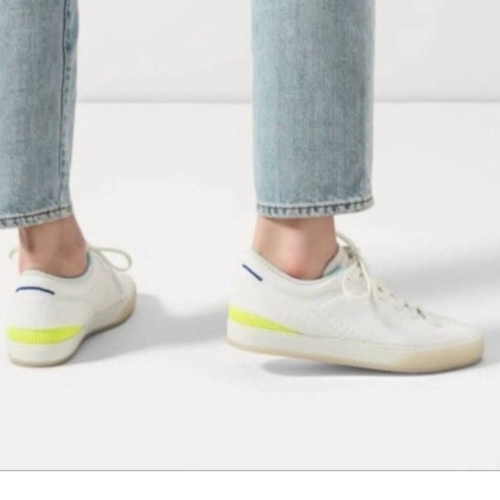 Rothy's Women's The Lace Up Sneakers White Terry Cloth Knit 8 Low Top Casual